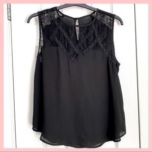 Torrance Lace Detailed Black Sleeveless Blouse